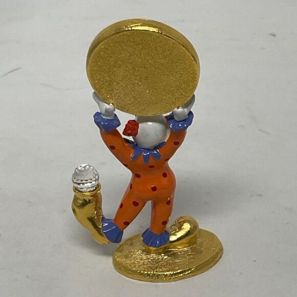 Spoontiques Vintage Pewter “Clown w/Mirror” w/a Swarovski Crystal & Gold Plating - Picture 2 of 7